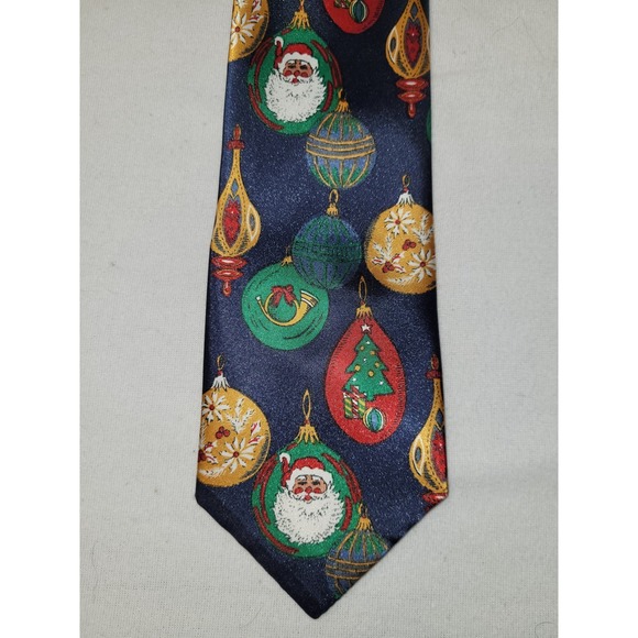 Other - Mens Christmas Tie Santa Ornaments Holiday Funky Necktie Blue Teacher Inspired